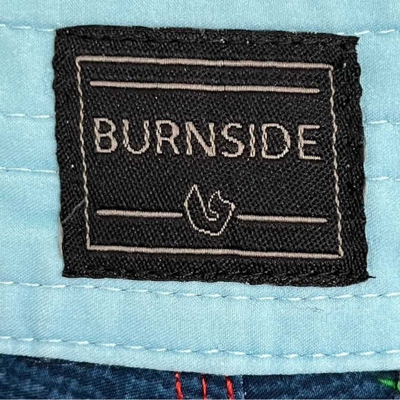 Men’s Burnside  Board Shorts Swim Trunks Sz 32 Stretch Hawaiian Print Zip Pocket - Picture 10 of 14